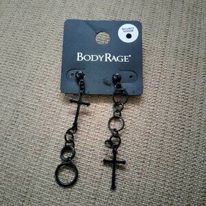 Black Cross Hoop Earrings